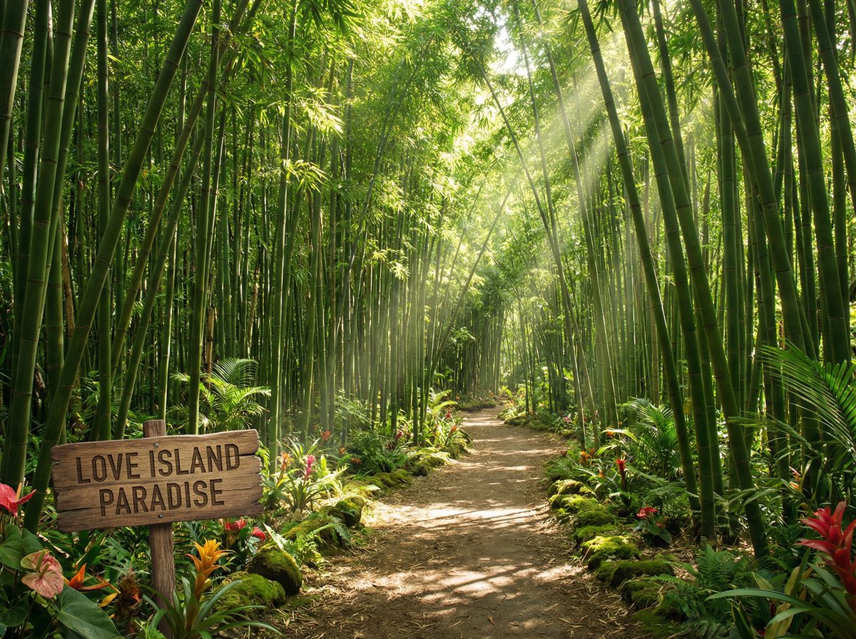 女同竹林植物视频